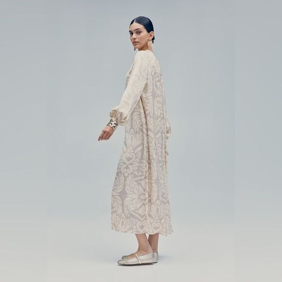 H&M Balloon-Sleeved Dress Light Beige Ramadan Modest Collection New - Picture 4 of 8